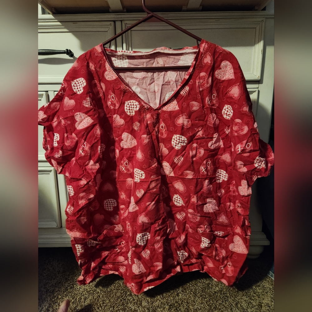Valentine's Day Scrub top size 2xl